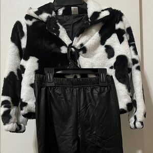 Chic Black and White Kids Teddy Jacket Set